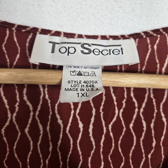 Vintage 90s Top Secret Dress 1XL Burgundy Safari Border Print Midi Maxi - Picture 10 of 14